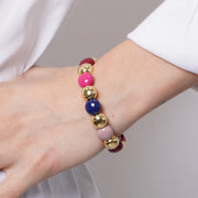 Bracciale in Metallo elastico con sfere multicolore