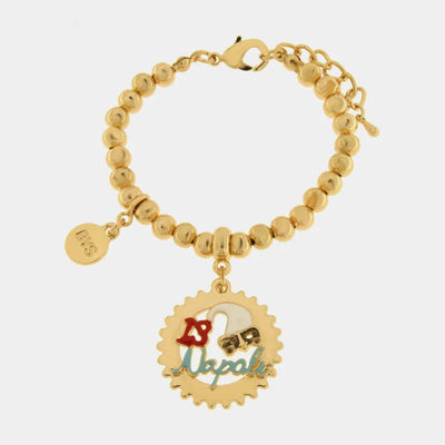 Bracciale in Metallo con scritta Napoli, numero fortunato 13 e Maschera Pulcinella AMONAPOLI - gioiello BySimon