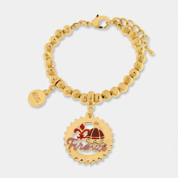 Bracciale in Metallo con scritta Firenze, Giglio Fiorentino e Cupola di Brunelleschi - BYSIMON gioielli