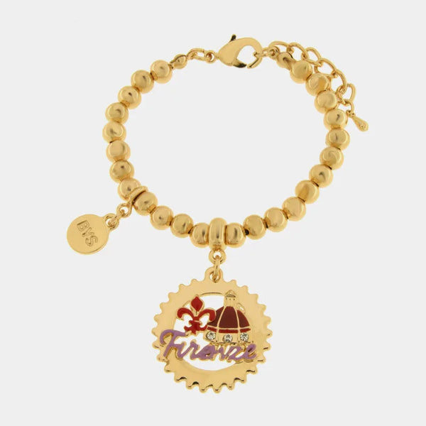 Bracciale in Metallo con scritta Firenze, Giglio Fiorentino e Cupola di Brunelleschi - BYSIMON gioielli