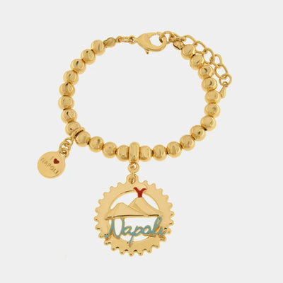 Bracciale in Metallo con scritta Napoli e Vesuvio AMONAPOLI - gioiello BySimon