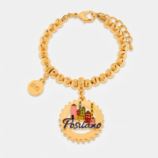 Bracciale in Metallo con scritta Positano e Casette - BYSIMON gioielli