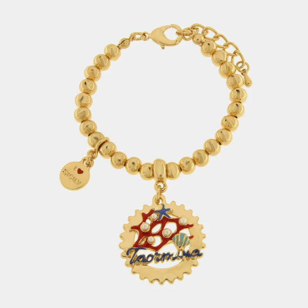 Bracciale in Metallo con scritta Taormina e Design ispirato ai Fondali Marini - BYSIMON gioielli