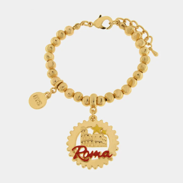 Bracciale in Metallo con scritta Roma e Colosseo - BYSIMON gioielli