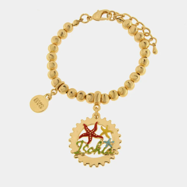 Bracciale in Metallo con scritta Ischia e Stelle Marine - BYSIMON gioielli