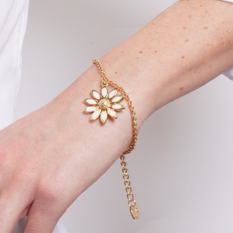 Bracciale in Metallo catena dorata sottile margherita avorio pendente charm Capri