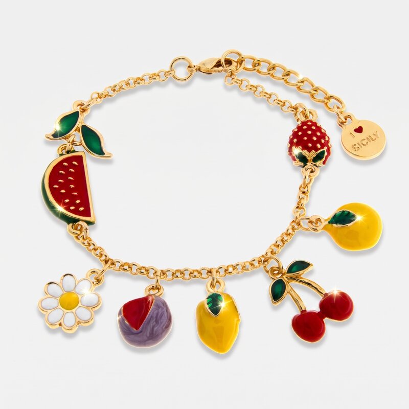 Bracciale con limoni ciliegie e fragole siciliane | gioielleria siciliana | BYSIMON