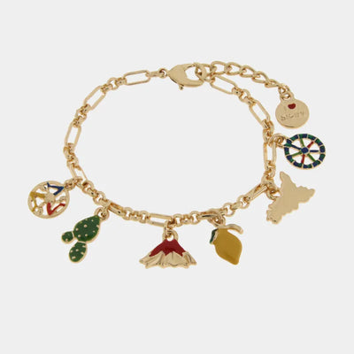 Bracciale con simboli siciliani limone etna e trinacria | gioielli di Sicilia | BYSIMON