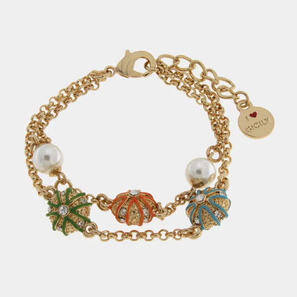 Bracciale in Metallo multifilo con ricci verde SICILY - gioiello BySimon