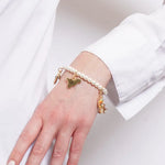 Bracciale in Metallo elastico con sfere bianche e ciondoli SICILY - gioiello BySimon