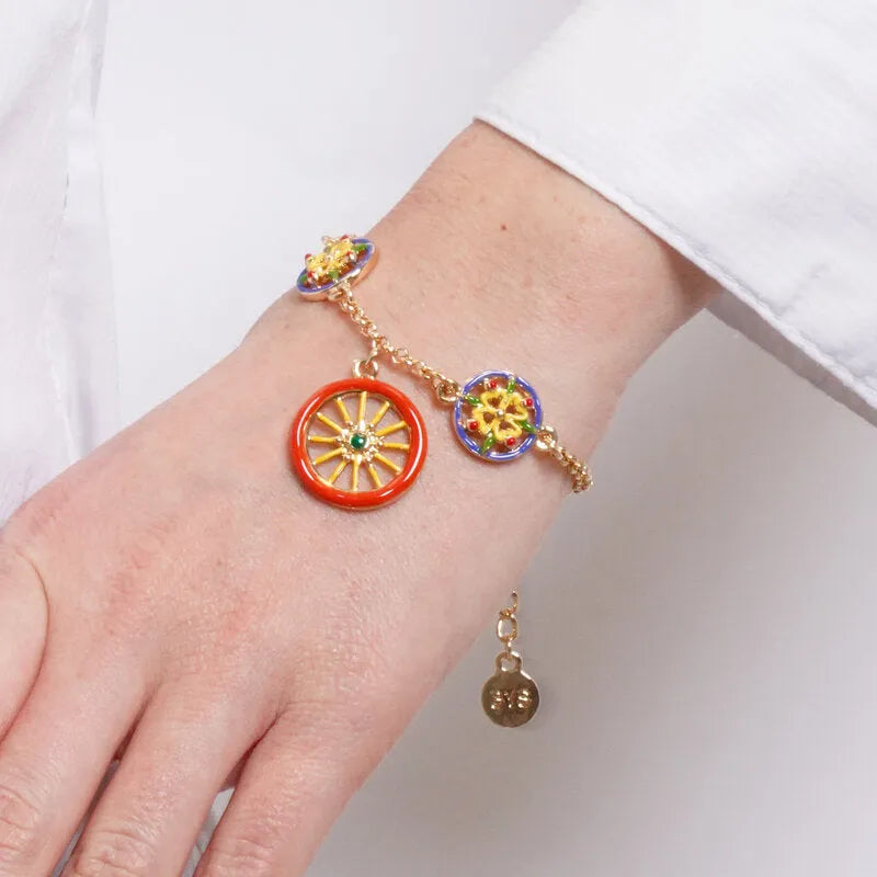 Bracciale in Metallo con ciondoli maioliche siciliane SICILY - gioiello BySimon