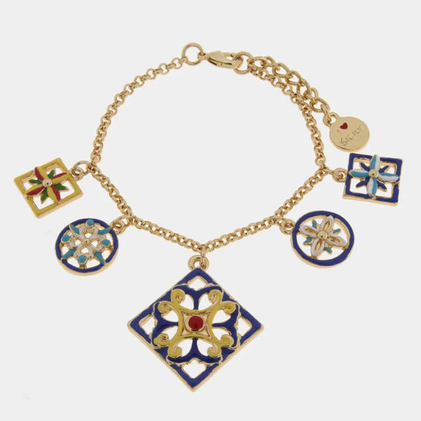 Bracciale in Metallo con ciondoli pendenti ispirati alle maioliche siciliane SICILY - gioiello BySimon