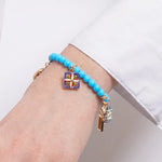 Bracciale in Metallo elastico con sfere turchesi SICILY - gioiello BySimon