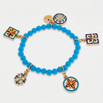 Bracciale in Metallo elastico con sfere turchesi SICILY - gioiello BySimon
