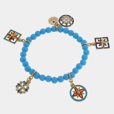 Bracciale in Metallo elastico con sfere turchesi SICILY - gioiello BySimon