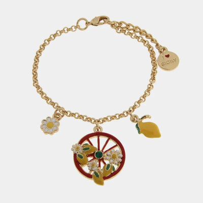 Bracciale con ruota rossa siciliana limone e margherita | gioielli siciliani | BYSIMON