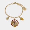 Bracciale in Metallo con ciondoli pendenti ruota rossa, limone e margherita