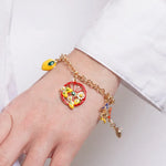 Bracciale in Metallo ruota rossa con limoni SICILY - gioiello BySimon