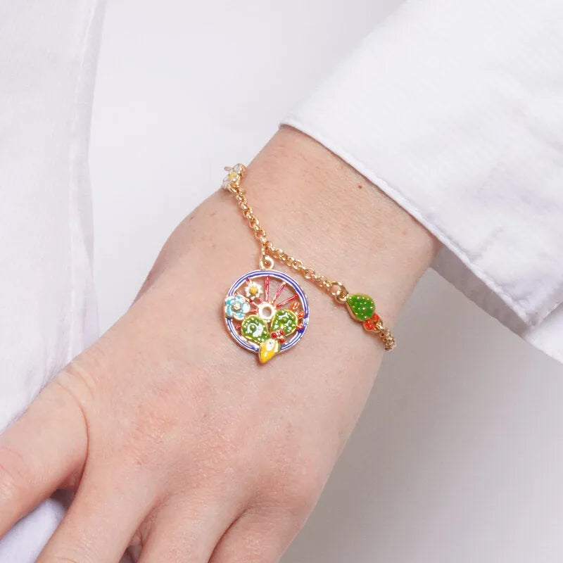 Bracciale in Metallo con ciondoli ruota di carro e limoni SICILY - gioiello BySimon