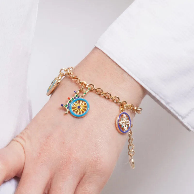 Bracciale in Metallo con ciondoli siciliani smaltati SICILY - gioiello BySimon