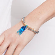 Bracciale in Metallo elastico multifilo con Vetro Murano ciondolo polpo blu