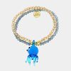 Bracciale in Metallo elastico multifilo con Vetro Murano ciondolo polpo blu
