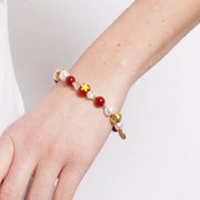 Bracciale in Metallo elastico con Murano Stone pietre rosse, bianche e bordeaux