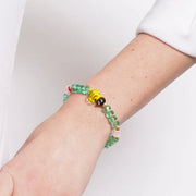 Bracciale in Metallo elastico con Murano Stone pietre verde chiaro e ape
