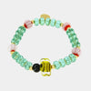 Bracciale in Metallo elastico con Murano Stone pietre verde chiaro e ape