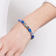 Bracciale in Metallo elastico con Murano Stone pietre blu multicolor
