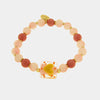 Bracciale in Metallo elastico con Murano Stone pietre rosa e cuore giallo