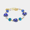 Bracciale in Metallo con Murano Stone pietre bianche e cuore blu