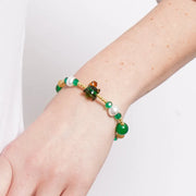 Bracciale in Metallo elastico Murano Stone con pietre verdi