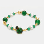 Bracciale in Metallo elastico Art Glass Stone con pietre verdi - BYSIMON gioielli