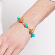Bracciale in Metallo elastico con Murano Stone con sfere azzurre