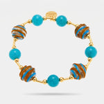 Bracciale in Metallo elastico con Murano Stone con sfere azzurre AMOVENEZIA - gioiello BySimon
