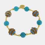 Bracciale in Metallo elastico con Murano Stone con sfere azzurre AMOVENEZIA - gioiello BySimon