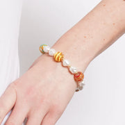 Bracciale in Metallo elastico con Murano Stone con pietre bianche e colorate
