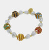 Bracciale in Metallo elastico con Murano Stone con pietre bianche e colorate