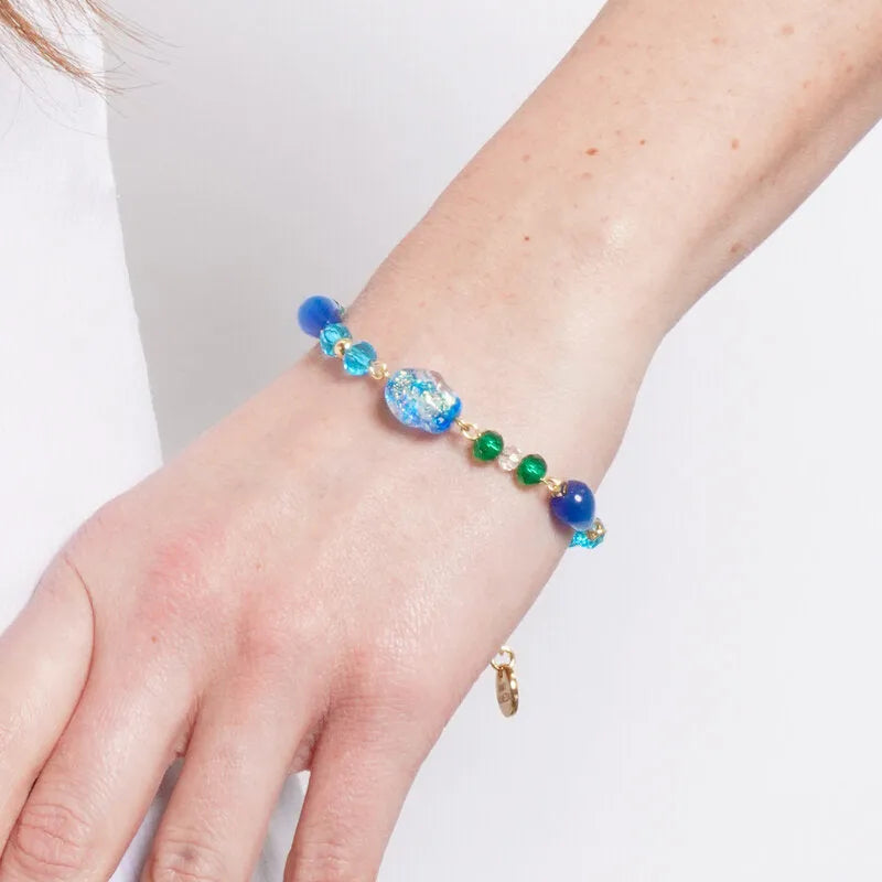 Bracciale in Metallo con pietre verdi e blu AMOVENEZIA - gioiello BySimon