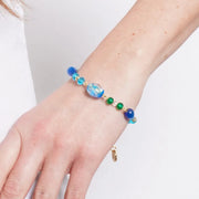 Bracciale in Metallo con pietre verdi e blu