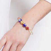 Bracciale in Metallo elastico con pietre bianche, rosse e blu