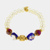 Bracciale in Metallo elastico con pietre bianche, rosse e blu