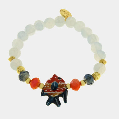 Bracciale in Metallo con art glass, pesciolino nero arancio dorato