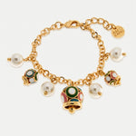 Bracciale in Metallo sfere bianche campanelle multicolor - BYSIMON gioielli