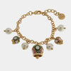 Bracciale in Metallo sfere bianche campanelle multicolor