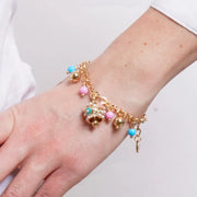 Bracciale in Metallo campanella fiori sfere rosa