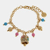 Bracciale in Metallo campanella fiori sfere rosa