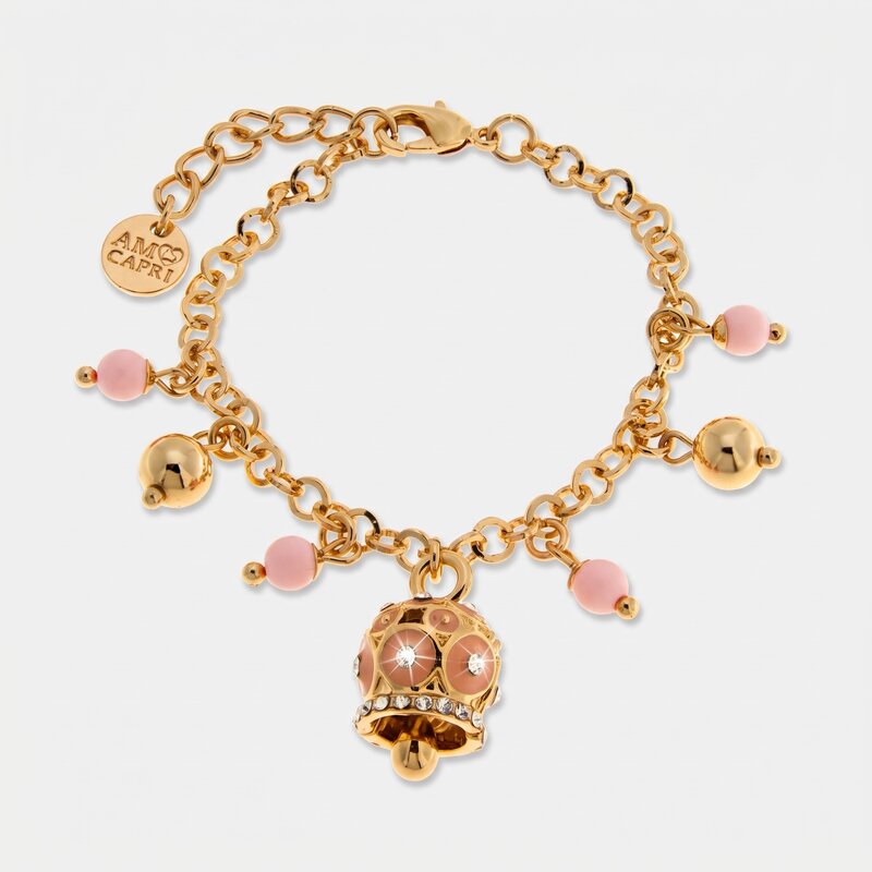 Bracciale in Metallo cerchi rosa sfere rosa - BYSIMON gioielli