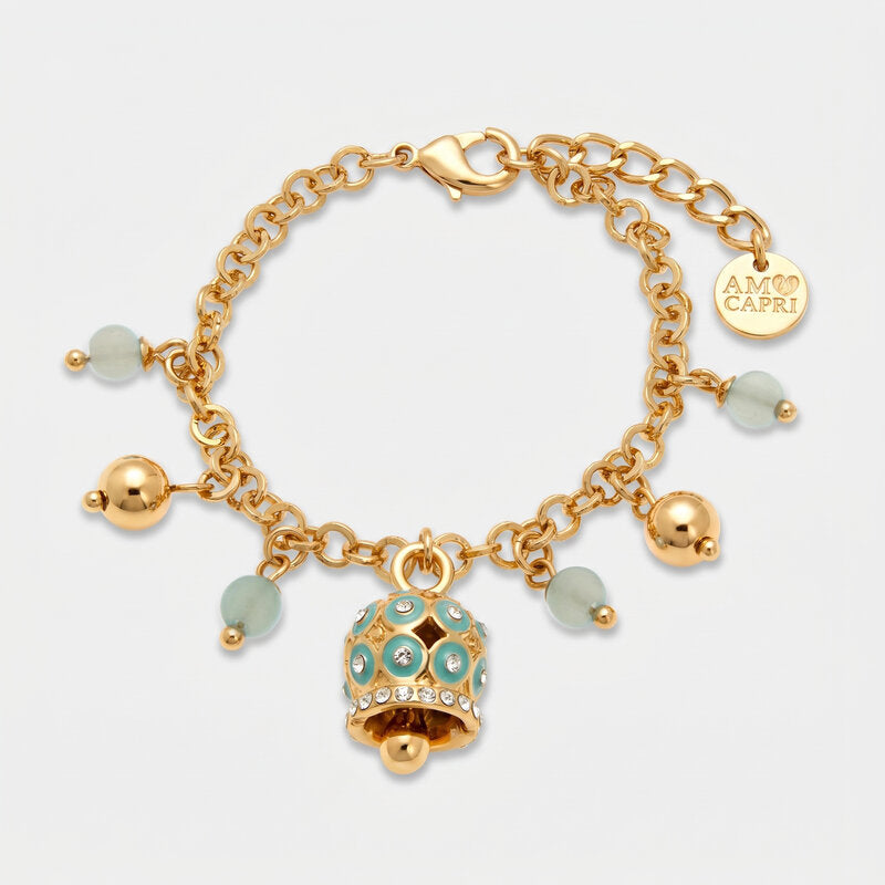 Bracciale in Metallo cerchi azzurri sfere azzurre - BYSIMON gioielli